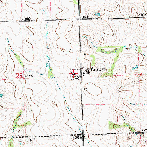 Topographic Map of Saint Patricks Cemetery, KS