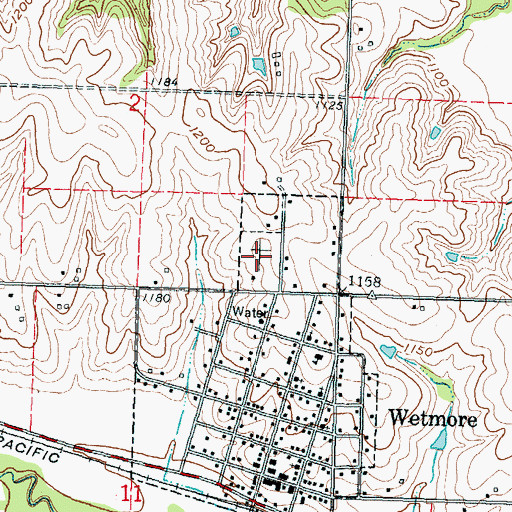 Topographic Map of Wetmore Cemetery, KS