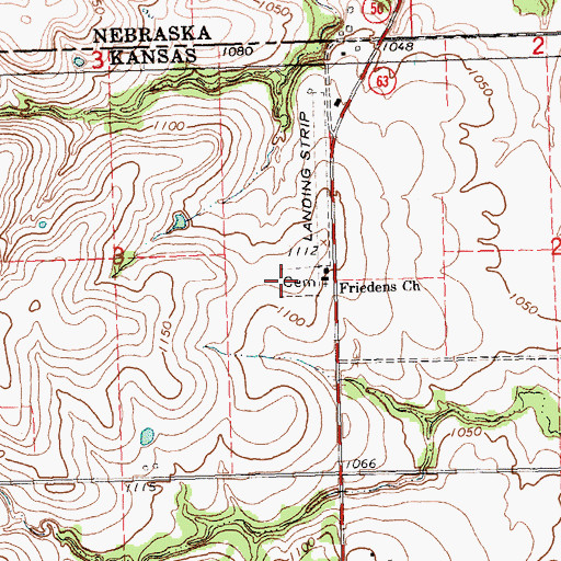 Topographic Map of Friedens United Church of Christ Cemetery, KS