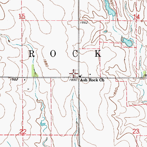 Topographic Map of Ash Rock Cemetery, KS