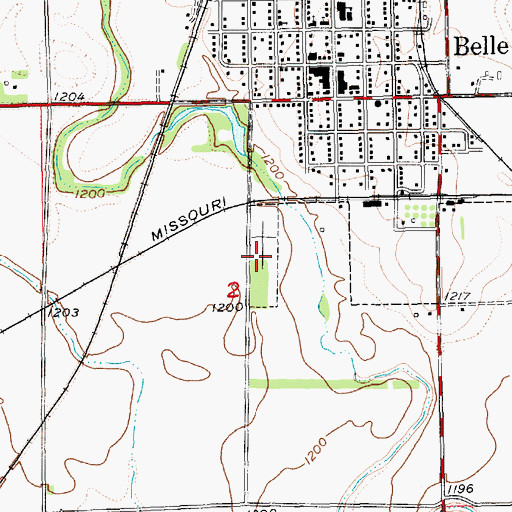 Topographic Map of Belle Plaine Cemetery, KS