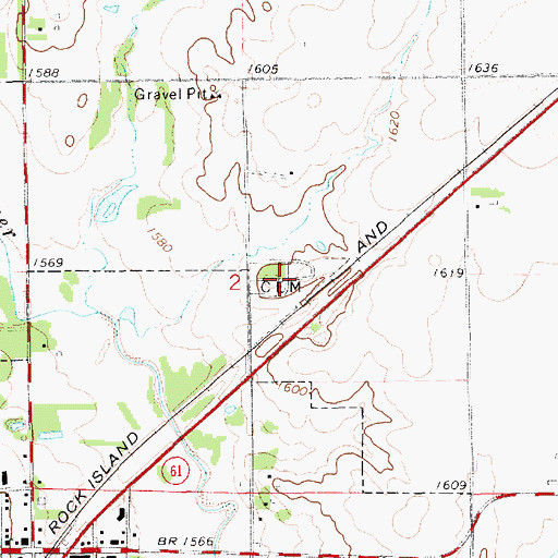 Topographic Map of Arlington Cemetery, KS
