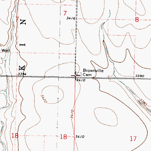 Topographic Map of Brownville Cemetery, KS