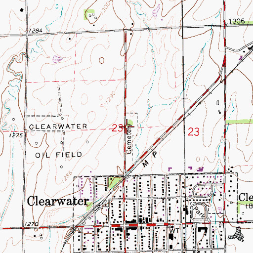 Topographic Map of Clearwater Cemetery, KS