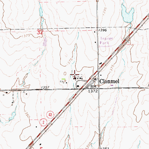 Topographic Map of Saint Johns Cemetery, KS