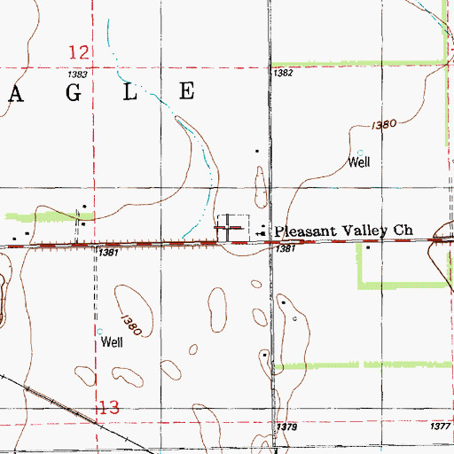 Topographic Map of Pleasant Valley Cemetery, KS