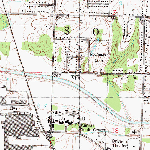 Topographic Map of Boys Industrial School Cemetery, KS