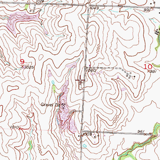 Topographic Map of Walnut Hill Cemetery, KS