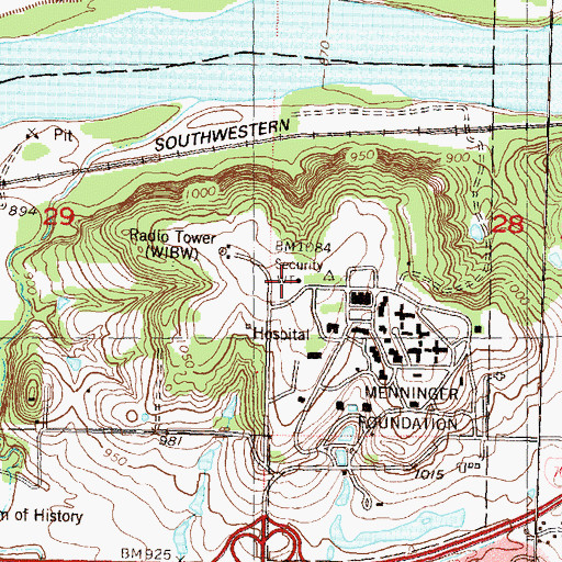 Topographic Map of Security Benefit Association Cemetery, KS