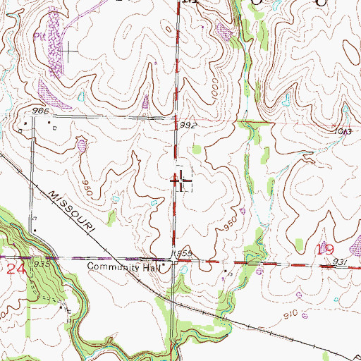 Topographic Map of Pleasant Hill Cemetery, KS