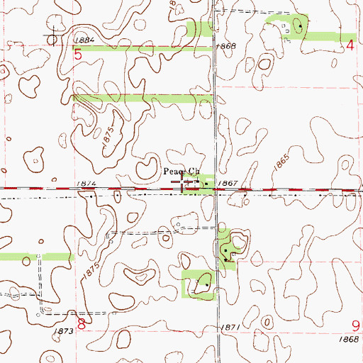 Topographic Map of Peace United Church of Christ Cemetery, KS