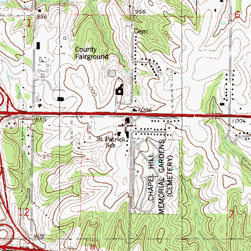 Topographic Map of Saint Patrick Catholic Church Cemetery, KS