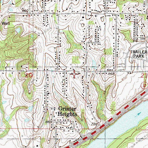 Topographic Map of Grinter Cemetery, KS