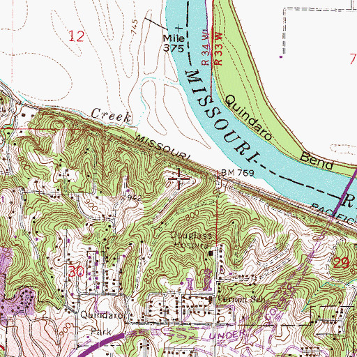 Topographic Map of Old Quindaro Cemetery, KS