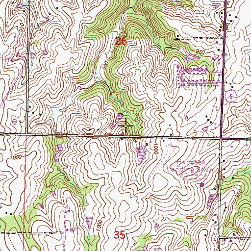 Topographic Map of Prairie Cemetery, KS