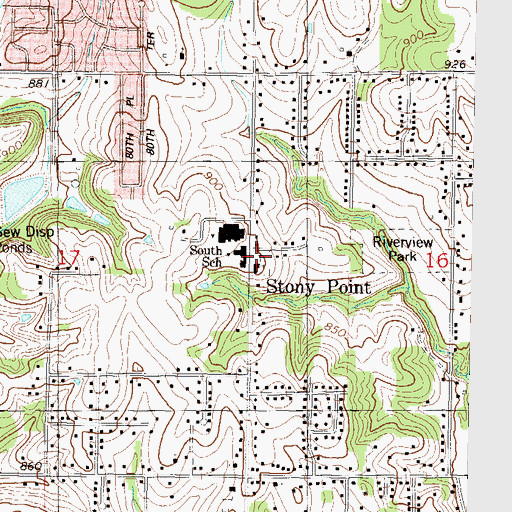 Topographic Map of Stony Point Cemetery, KS