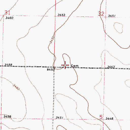 Topographic Map of Pearl Cemetery, KS