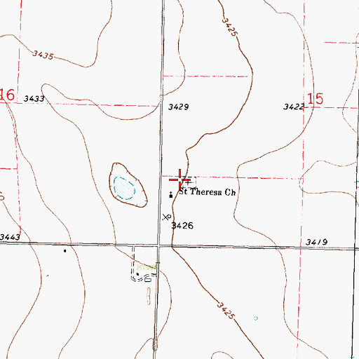 Topographic Map of Saint Theresa Cemetery, KS
