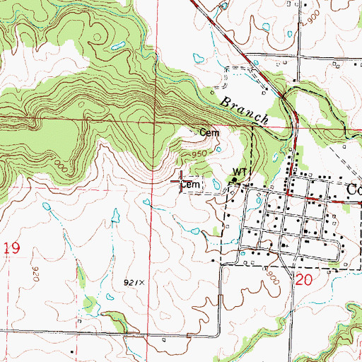 Topographic Map of Coyville Cemetery, KS