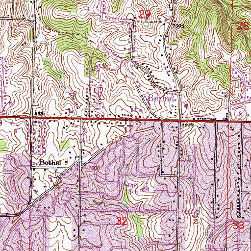 Topographic Map of Bethel Cemetery, KS