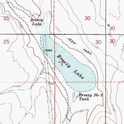 Topographic Map of Breezy Lake, AZ