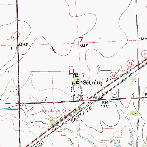 Topographic Map of Saint Peters Cemetery, KS