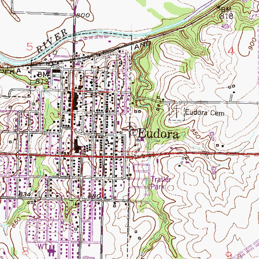Topographic Map of Holy Family Catholic Cemetery, KS