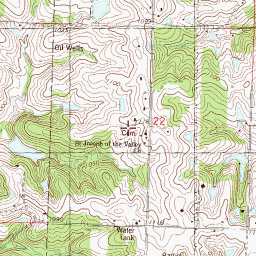 Topographic Map of Mount Olivet Cemetery, KS