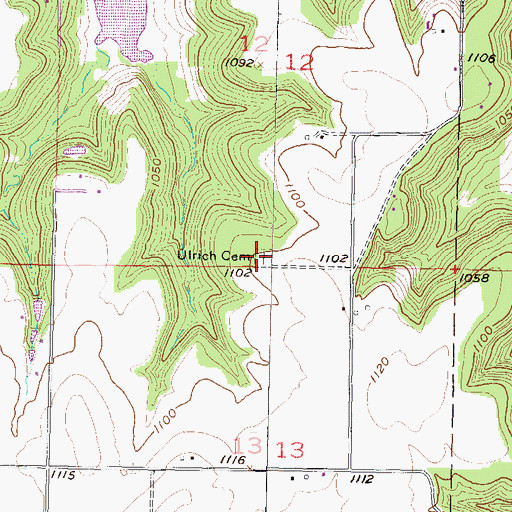 Topographic Map of Ulrich Cemetery, KS