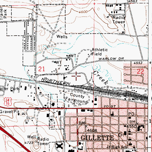 Topographic Map of Campbell County Fire Department Training Center, WY