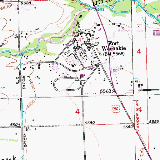 Topographic Map of Fremont County Fire Protection District Battalion 12 Fort Washakie Fire Department, WY