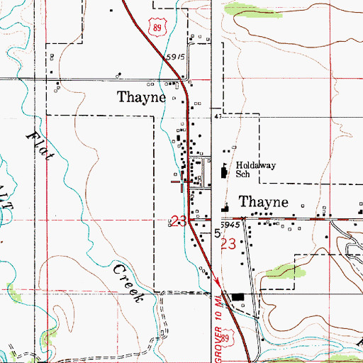 Topographic Map of Thayne and Rural Volunteer Fire Department, WY