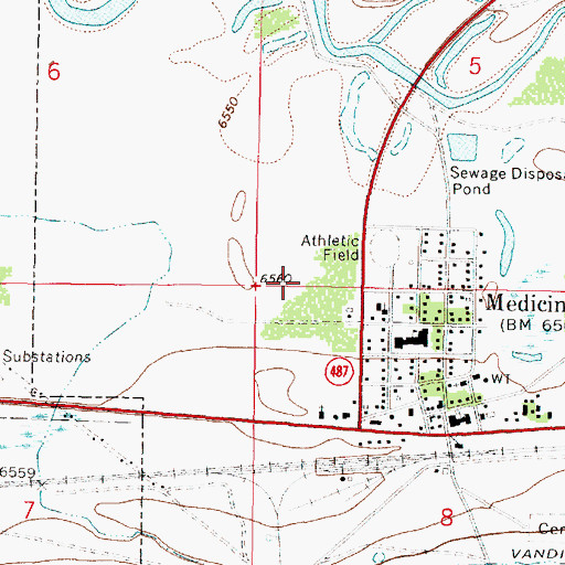 Topographic Map of Medicine Bow Volunteer Fire Department, WY