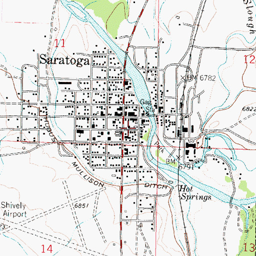 Topographic Map of Saratoga Volunteer Fire Department, WY