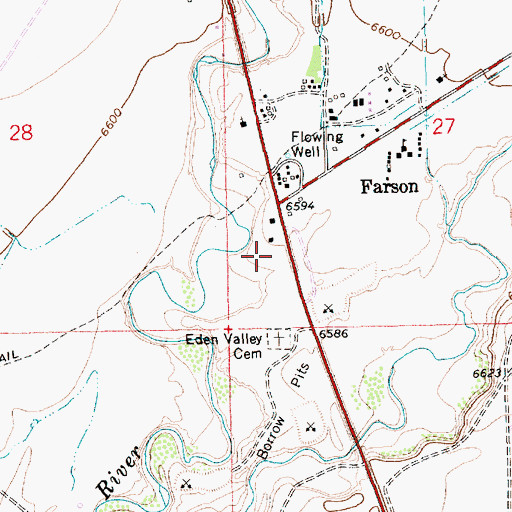 Topographic Map of Eden - Farson Fire Control District, WY