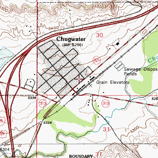 Topographic Map of Chugwater Fire Protection District, WY