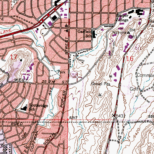 Topographic Map of Casper Fire - Emergency Medical Services Station 2, WY