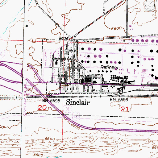 Topographic Map of Sinclair Volunteer Fire Department, WY