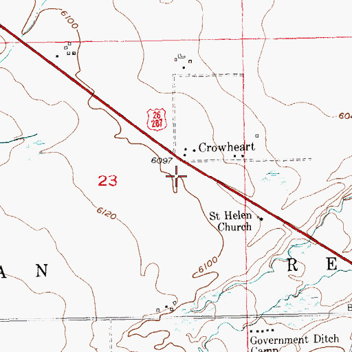 Topographic Map of Fremont County Fire Protection District Battalion 6 Crowheart, WY