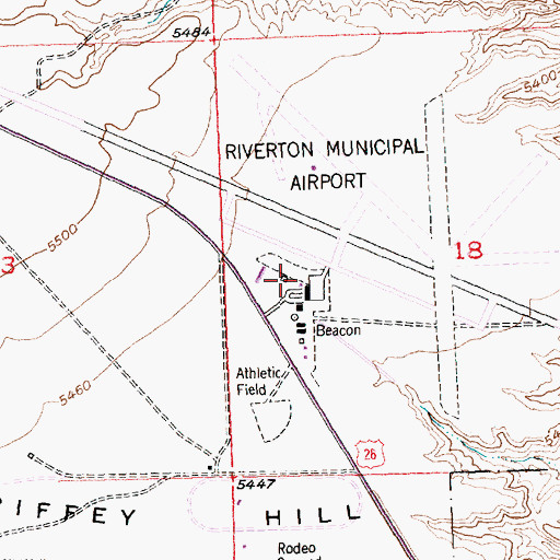 Topographic Map of Riverton Regional Airport Fire Station, WY
