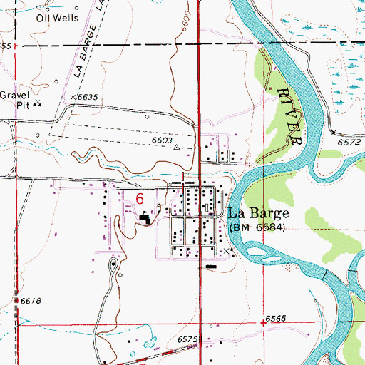 Topographic Map of La Barge Volunteer Fire Department, WY