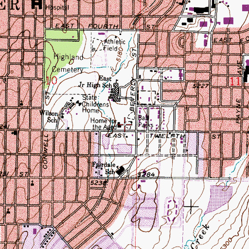 Topographic Map of Casper Fire - Emergency Medical Services Station 3, WY