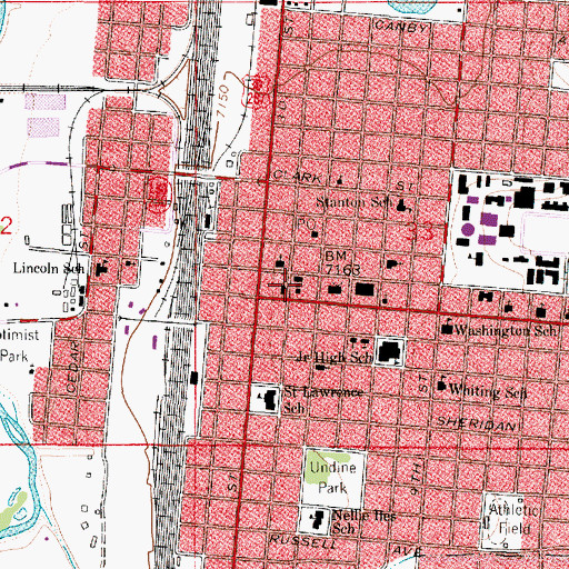 Topographic Map of Laramie Fire Department Station 1, WY