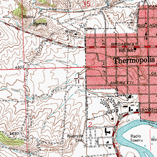 Topographic Map of Thermopolis Volunteer Fire Department, WY