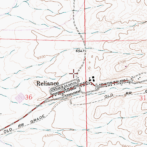 Topographic Map of Reliance Volunteer Fire Department, WY