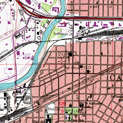 Topographic Map of Casper Fire - Emergency Medical Services Station 1, WY