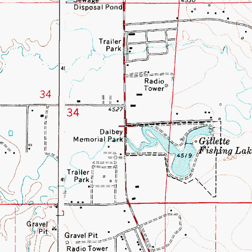 Topographic Map of Campbell County Fire Department Station 3, WY