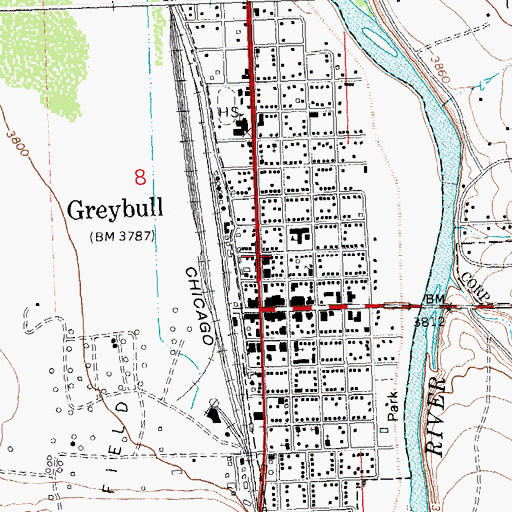 Topographic Map of Greybull Fire Department, WY