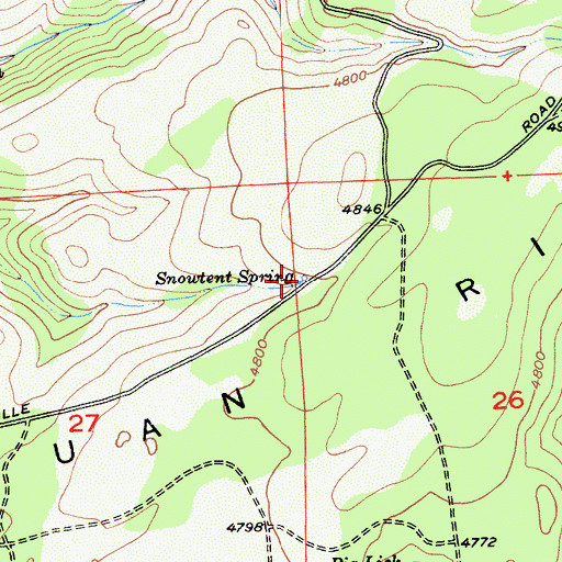 Topographic Map of Snowtent Spring, CA
