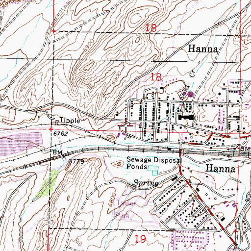 Topographic Map of Carbon County Fire Department / Hannah Division, WY